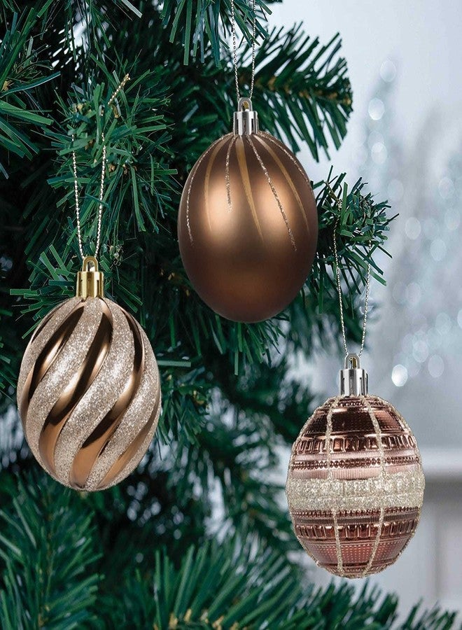 SVNVIOZ Christmas Tree Ball Ornaments 20ct Set, 2.36 Inch Copper Brown Gold Christmas Decorations, Shatterproof Hanging Ornaments for Xmas Holiday Decoration (Bronze Copper&Gold) - Image 4